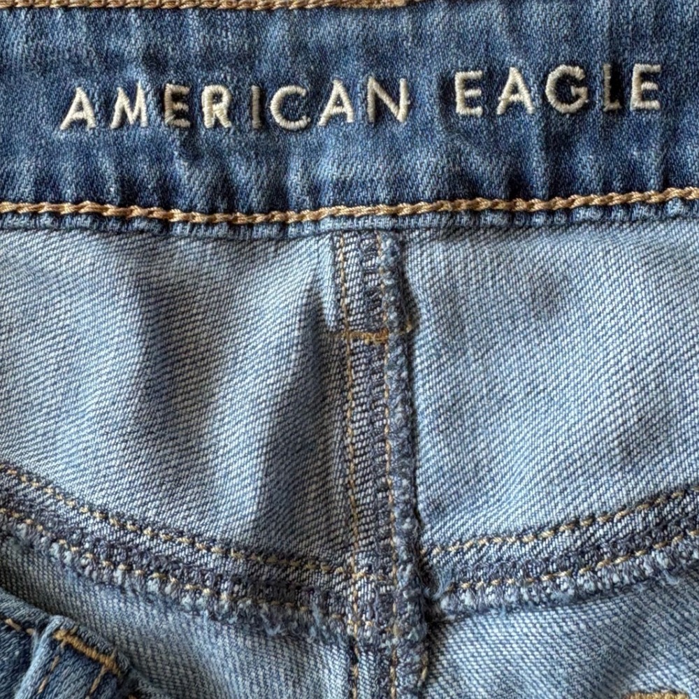 American Eagle Womens Distressed Skinny Jeans Blue Button Fly‎ Ripped Size 0 - Picture 7 of 12